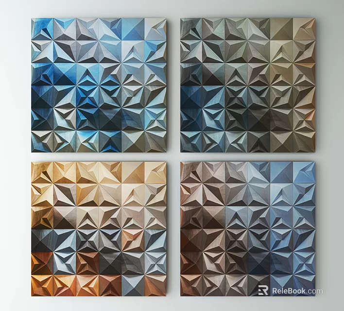 Modern Geometric Wall Art with 3D Diamond Patterns and Multicolor Tones for Home Decor 3d model 