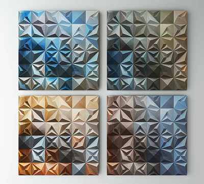 Modern Geometric Wall Art with 3D Diamond Patterns and Multicolor Tones for Home Decor 3d model