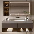 Modern Bathroom Vanity Cabinet With Backlit Mirror Stone Countertop Storage Drawers And Towels