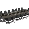 Modern Conference Table With Black Office Chairs Laptops And Documents 3d model