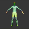 Man In Green Goalkeeper Uniform With Number 1 And Yellow Gloves