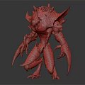 3D Fantasy Creature Character Design With Sharp Claws Green Spikes And Orange Details
