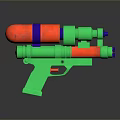Colorful Toy Gun with Green Grip Red Barrel and Blue Accents in Plastic Structure