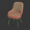 Beige Upholstered Single Sofa With Armrests Decorative Fabric Base And Wooden Legs