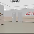 Hospital Corridor Interior With Handrails Lighting Fixtures Smooth Floor And Doors