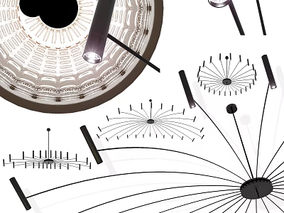 Modern Chandelier Designs with Creative Radiant Lines and Unique Metal Structures 3d model
