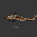Military Helicopter Model with Tan Beige Paint Detailed Rotors Cockpit and Weapon Attachments