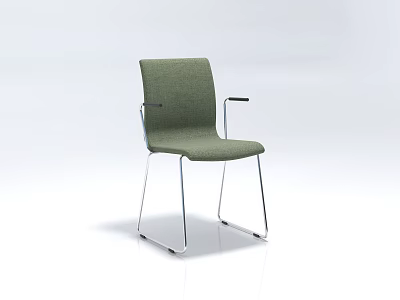 Green Fabric Leisure Chair With Metal Frame And Armrests In Modern Design 3d model
