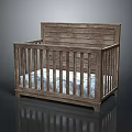 Natural Wooden Baby Crib With Paneled Headboard And Patterned Mattress Simple Design