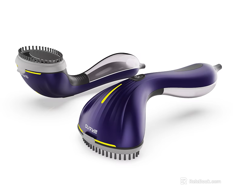 OPOVE Purple And Gray Handheld Cleaning Brush With Ergonomic Handle Yellow Accents And Dense Bristles 3d model 