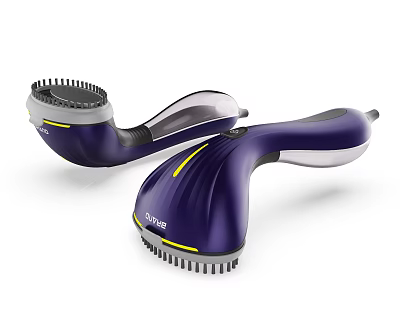OPOVE Purple And Gray Handheld Cleaning Brush With Ergonomic Handle Yellow Accents And Dense Bristles 3d model