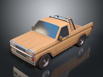 Brown Pickup Truck With Roof Rack Single Cab Front Grille And Black Wheels 3d model
