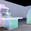 Alice + Olivia Exhibition Space With Transparent Structures And Colorful Light Effects