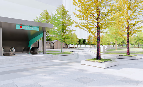 Modern Park Municipal Park Landscape Pocket Park Outdoor Corridor Frame Special-shaped Seat Linear Park Arc Park Subway Entrance 3d model