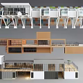 Modern Container Buildings With Multi Level Structure Glass Elements And Balconies 3d model