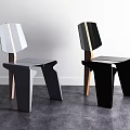 Modern Leisure Chairs With Gray Black Color Wooden Legs And Geometric Backrest Design