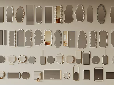 Decorative Mirrors in Various Shapes and Designs for Wall Arrangement 3d model