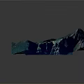 Realistic 3D Mountain Terrain Model With Winding River And Elevation Details