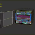 Open Electronic Computer Server Cabinet With Internal Wires And Hardware Components