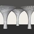 Silver Perforated Columns With Modern Architectural Design And Decorative Dots 3d model