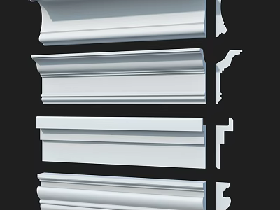 Architectural Molding Components In White With Various Design Styles And Shapes 3d model