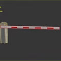 Automatic Parking Barrier Gate With White Pillar And Red White Striped Arm 3d model