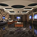 Luxurious Modern KTV Lounge Interior Design With Multiple Screens Sofas And Marble Flooring 3d model