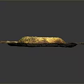 Natural Scenic Shell Shaped Rock Formation With Golden Copper Sheen On Dark Background
