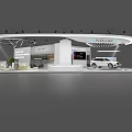 NOVAT Green Energy Auto Show Exhibition Booth With Curved Roof Lighting And White Car