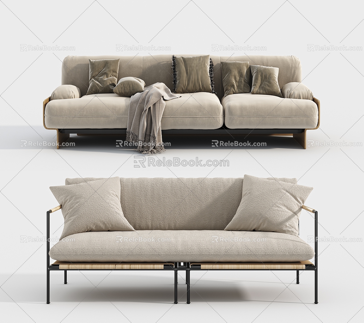 Silent three-person sofa 3d model