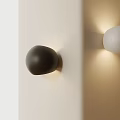 Black And White Spherical Wall Lamps Mounted On Wall With Lighting Effect 3d model