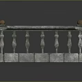 Stone Balcony Floor Design With Geometric Pattern And Balustrade Spherical Finials