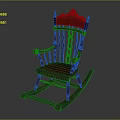 Elegant Ornate Wooden Rocking Chair With Carved Backrest And Leather Padded Seat