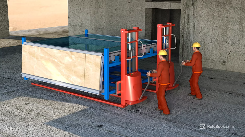 Urban Building Complexes Construction With Workers Operating Lifting Equipment And Materials 3d model