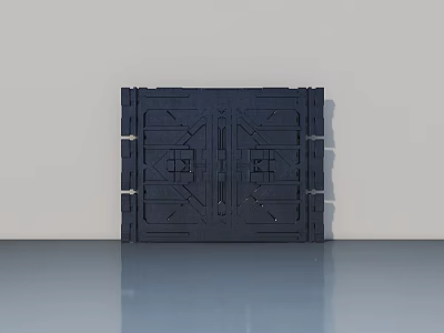 Dark Double Panel Swing Door With Modern Design And Metal Hinges For Home 3d model