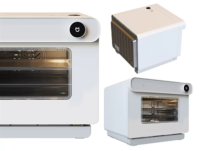 Modern White Kitchen Appliance Oven Multi Angle View With Glass Door And Control Knob 3d model