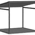 Modern Rectangular Metal Frame Structure With Sloped Roof And Open Design