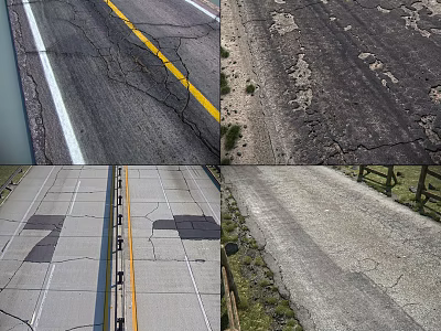 Road Facilities with Visible Cracks and Damaged Surfaces Needing Repair and Maintenance Work 3d model