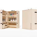 Wooden Storage Cabinet With Open Closed Design Multiple Shelves And Metal Latches