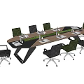 Modern conference table and chair combination 3d model