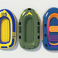 Colorful Inflatable Play Boats with Yellow Blue Green and Purple Gradient Designs