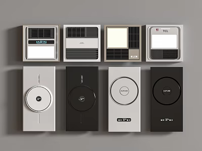 Modern Bathroom Small Appliances With White Black Colors And Round Button Design Styles 3d model