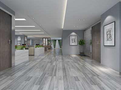 modern aisle office 3d model