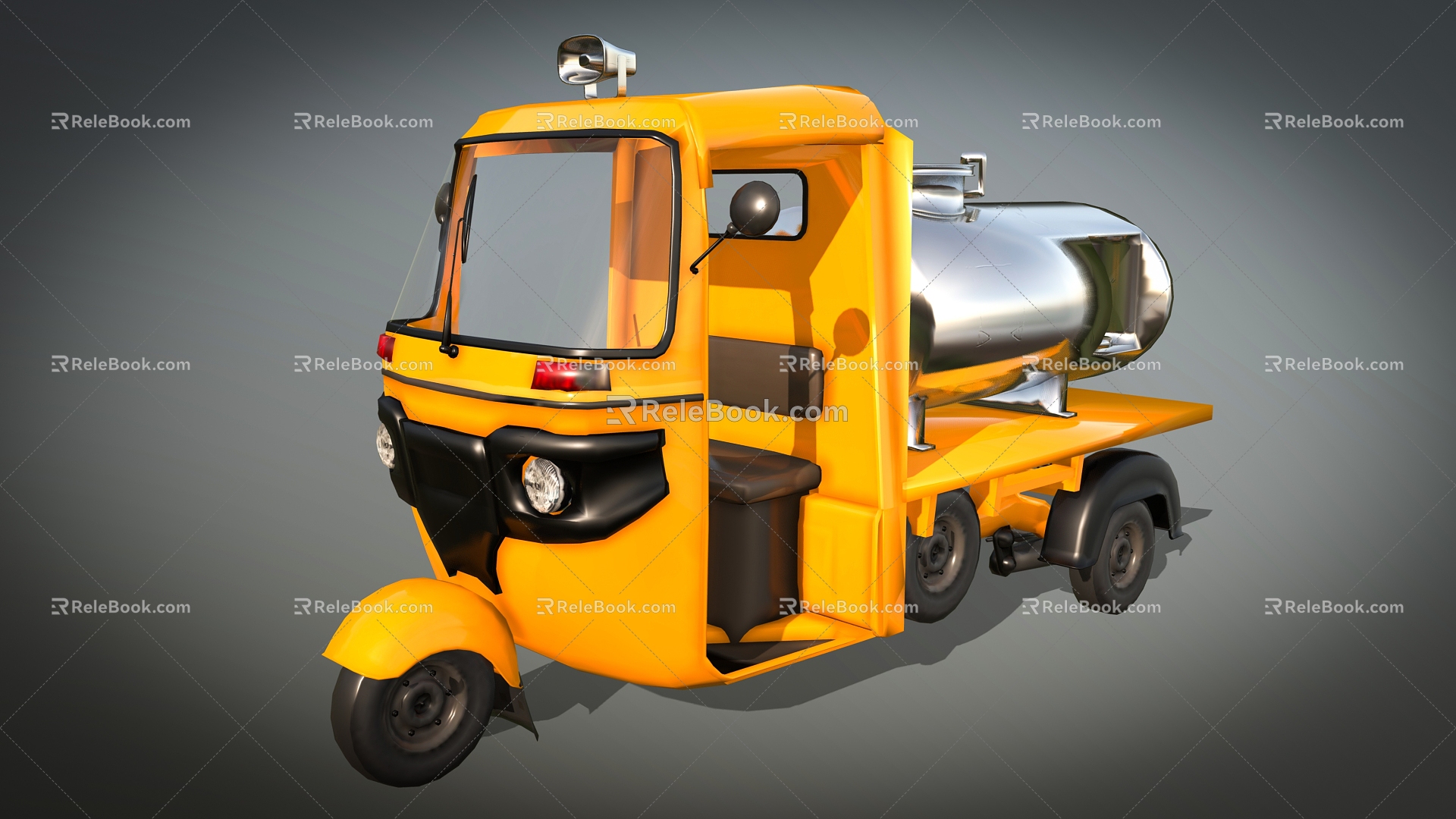 Tricycle milk tanker cartoon tricycle 3d model