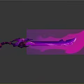 Vibrant Pink Purple Glowing Sword Weapon With Mythical Creature Hilt And Dark Background
