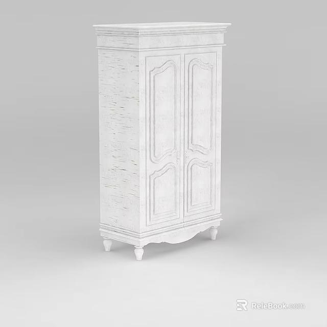 Technology Exhibition Hall Features White Carved Cabinet With Doors And Legs 3d model 
