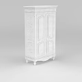 Technology Exhibition Hall Features White Carved Cabinet With Doors And Legs