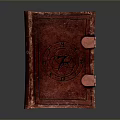 Red Leather Vintage Book With Decorative Symbol And Leather Straps For Home Decor