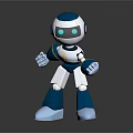 Blue And White Robot Character With Green Eyes And Mechanical Limbs 3d model