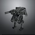 Futuristic Sci-Fi Mechanical Robot Character With Cannon And Metallic Leg Structure 3d model